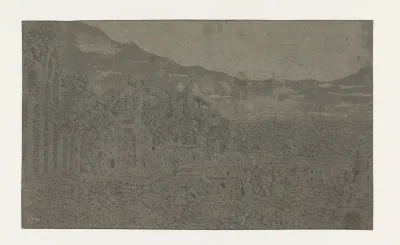 Roman Ruins, a City in the Distance