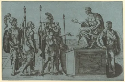 Roman Soldiers Before an Emperor