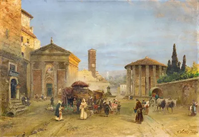 Roman Vedute with Piazza della Bocca della Verità