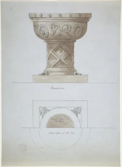 Romanesque Style Font and Plan