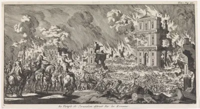 Romeinen verwoesten een Joodse tempel te Jeruzalem