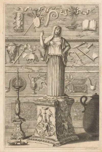 Romeinse fragmenten met beeld Hestia Giustiniani