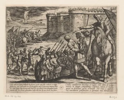 Romeinse gevangenen voor het fort