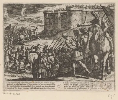 Romeinse gevangenen voor het fort