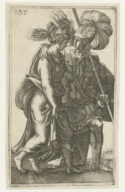 Romeinse krijger en jonge vrouw