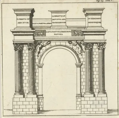 Romeinse poort bij de tempel in Pula