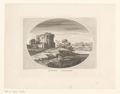 Romeinse ruïne in een rivierlandschap