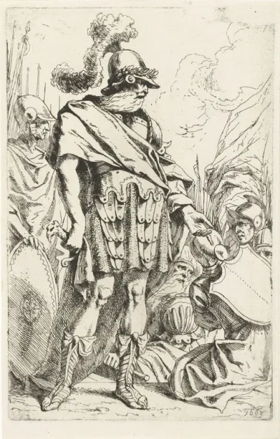 Romeinse soldaat met helm en baard
