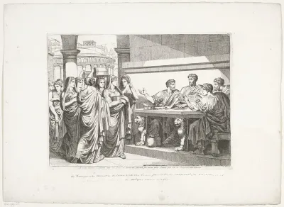 Romeinse vrouwen staan sieraden af voor vaderland