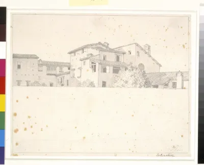 Romerske huse, set over en mur.