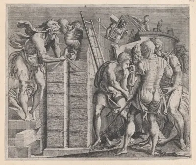Romulus and Remus Building the Walls of Rome, from "Speculum Romanae Magnificentiae"