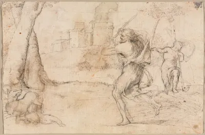Romulus and Remus Found by Faustulus (recto)