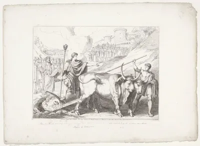 Romulus trekt met ploeg een lijn om de Palatijn