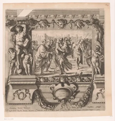 Romulus wijdt de buit van de verslagen koning Acron aan Jupiter