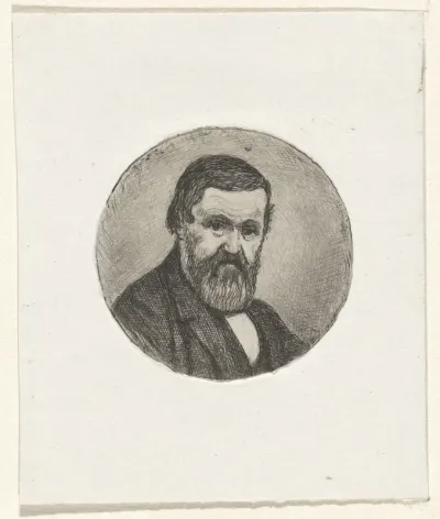 Rond portret van een onbekende man met baard