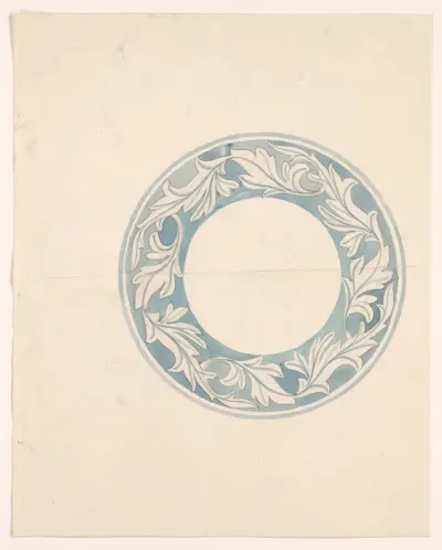 Rond randornament met bladmotief