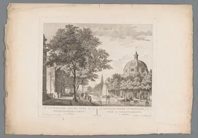Ronde Lutherse kerk en de Haringpakkerstoren te Amsterdam