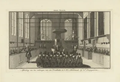 Rondgaan van de drinkbeker tijdens het Heilig Avondmaal in de Doopsgezinde Kerk De Arke Noach te Amsterdam