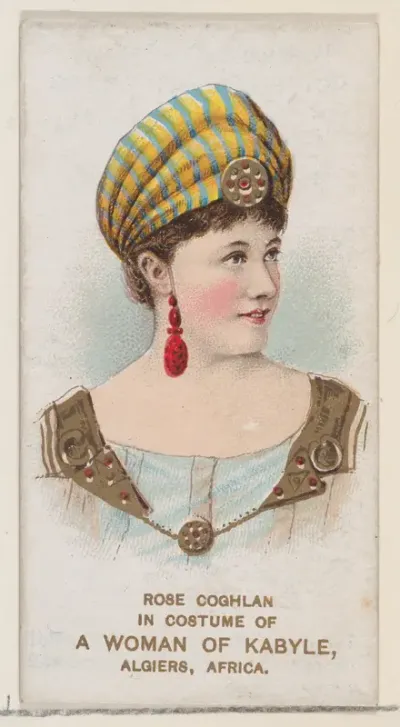 Rose Coghlan in Costume of a Woman of Kabyle, Algiers, Africa, from the set Actors and Actresses, First Series (N70) for Duke brand cigarettes