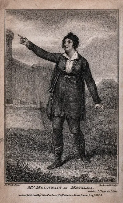 Rosemund Mountain playing the role of Matilda disguised as a troubadour in the operatic play Richard Coeur de Lion