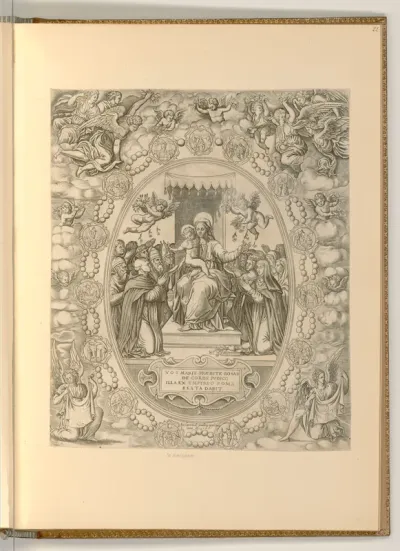 Rosenkranzmadonna umgeben von 15 Medaillons (Freudenreicher, Schmerzensreicher und Glorreicher Rosenkranz)