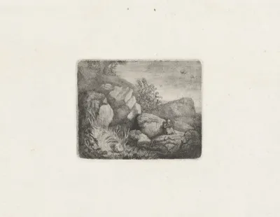 Rotsachtig landschap met kluizenaar
