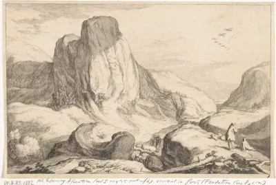 Rotsachtig landschap met twee herders