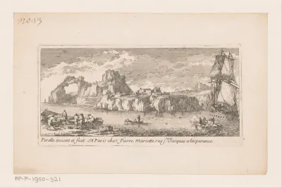 Rotsachtige kust met stad