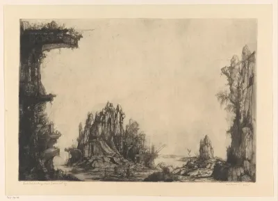 Rotslandschap met bouwval