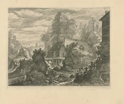 Rotslandschap met een watermolen