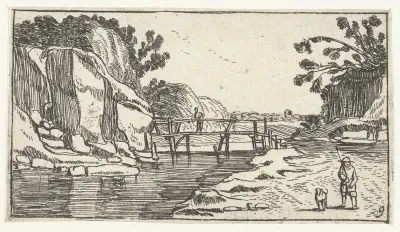 Rotslandschap met pad langs rivier