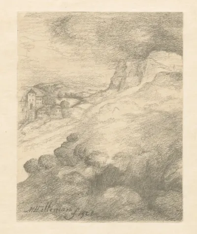 Rotslandschap met stadsgezicht