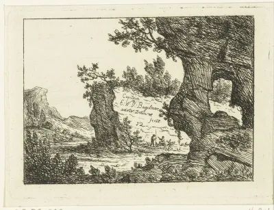 Rotslandschap met twee wandelaars