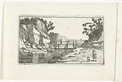 Rotslandschap met weg langs rivier