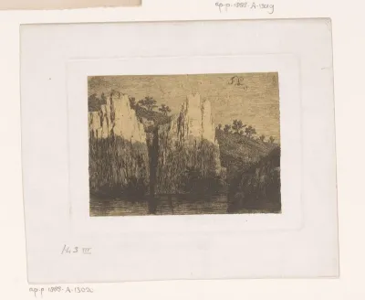 Rotswand aan de oever van de Maas