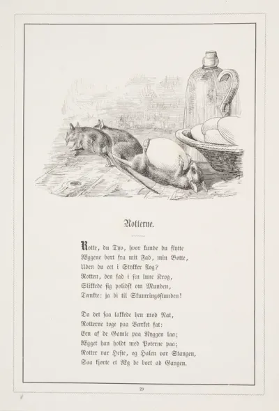 Rotterne. Illustration til H.V. Kaalund, "Fabler for Børn"