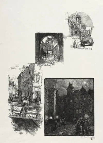Rouen Illustré:  Rue des Charretes; Rue de Halage; Rue Eau de Robec; Place des Arts