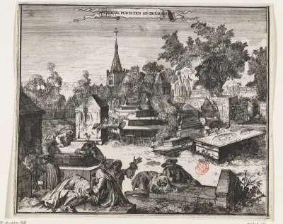 Rouwende mannen op de Joodse begraafplaats Beth Haim te Ouderkerk aan de Amstel