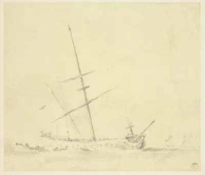 Row Boats near a Ship