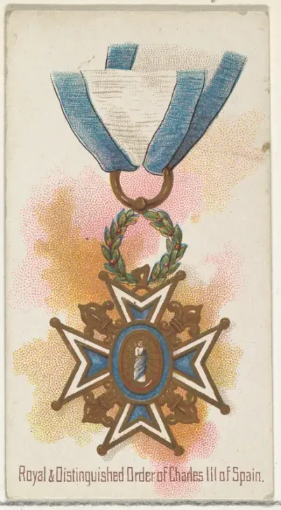 Royal and Distinguished Order of Charles III of Spain, from the World's Decorations series (N30) for Allen & Ginter Cigarettes