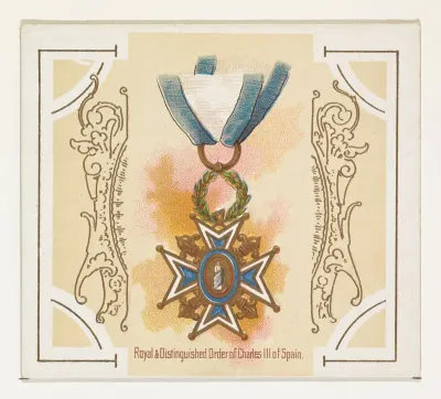 Royal and Distinguished Order of Charles III of Spain, from the World's Decorations series (N44) for Allen & Ginter Cigarettes