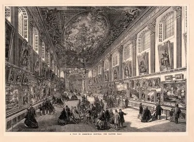 Royal Naval Hospital, Greenwich: the interior of the Painted Hall, with many visitors