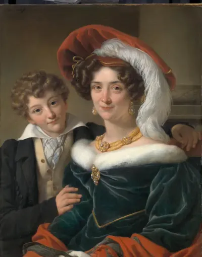 Rudolphina Wilhelmina Elizabeth de Sturler (1798-1873). Tweede echtgenote van Johannes graaf van den Bosch met hun zoon Richard Leeuwenhart