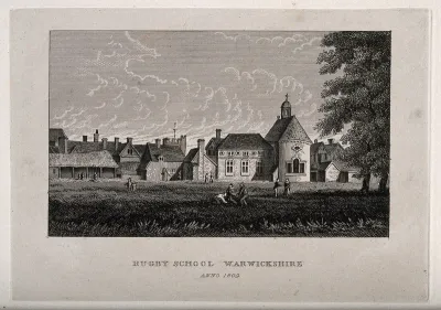 Rugby School, Rugby, Warwickshire: schoolchildren playing in the foregrounds