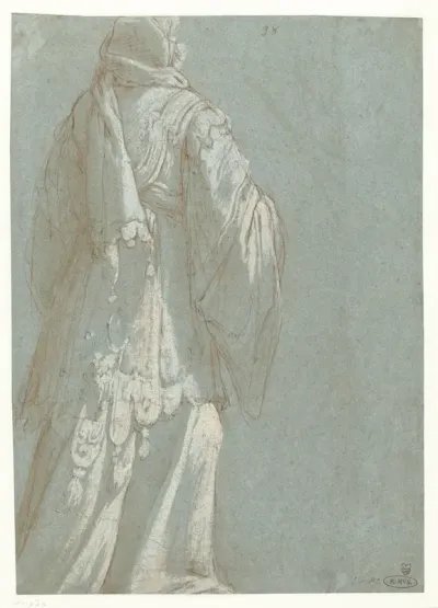 Rugfiguur van een priester