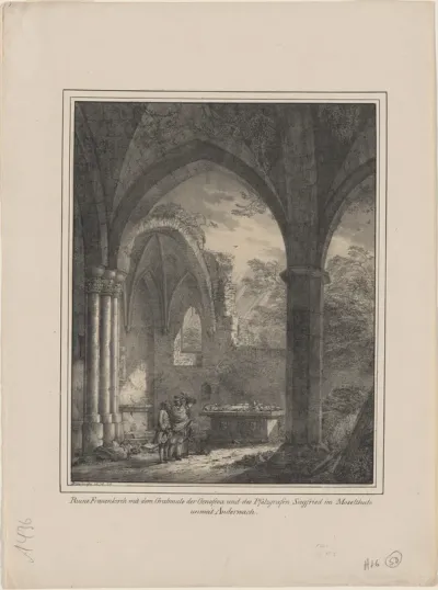 Ruine Frauenkirch mit dem Grabmale der Genoveva und des Pfalzgrafen Siegfried (Ruins of the Church of Our Lady with the Tombs of Genevieve and Count Siegfried)