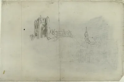 Ruine, Kirche und Häuser in Tharandt bei Dresden