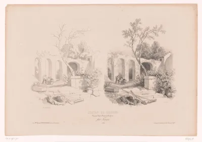 Ruïne met arcades in boerenlandschap