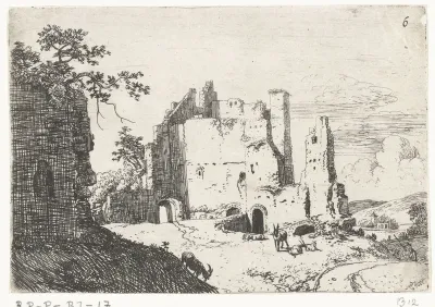 Ruïne met grazende geiten