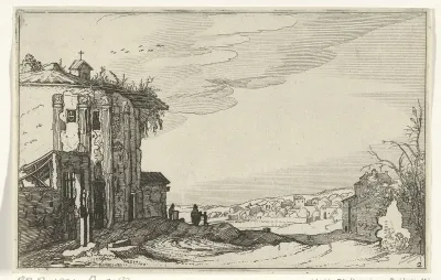 Ruïne met korintische zuilen